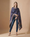 Signature Kalamkari Printed Bamboo Silk Blue Stole