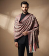 Mir-e-Khas Traditional Kashmiri Kani Weave White Shawl for Men – Wool Blend