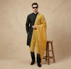 Cotton Embroidered Mens Dupatta – Yellow Tone with Buta Work