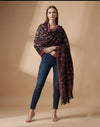 Regal Kani Weave All-Over Floral Jaal Wool Blend Black Stole | Kashmiri Inspired