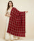 Maroon Chinon Dupatta with Gold Grid Embellishment (Size: 2.5x1 m Approx)