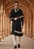 Black Woolen Mens Shawl with Gold Border – 80x40 Inches