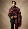 Mir-e-Khas Men's Kashmir-Inspired Jamawar Floral Paisley Vine Maroon Shawl