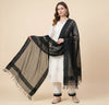 Black Organza Dupatta with Golden Beads Work & Tassel Border