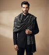 Mir-e-Khas Kashmiri Sozni Jaal Black Shawl for Men – Wool Blend