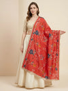 Luxe Cosmos Womens Orange Dupatta with Zari Brush Print & Lace Border