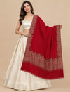 Naqsh-e-Kashmir Woven Kani Jacquard Border Maroon Shawl | Wool Blend