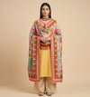 Chinon Floral Mirror Work Women Multicolor Dupatta with Designer Printed Panels & Lace Border