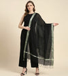 Black Cotton Dupatta with Golden Border | Lightweight Ethnic Wrap
