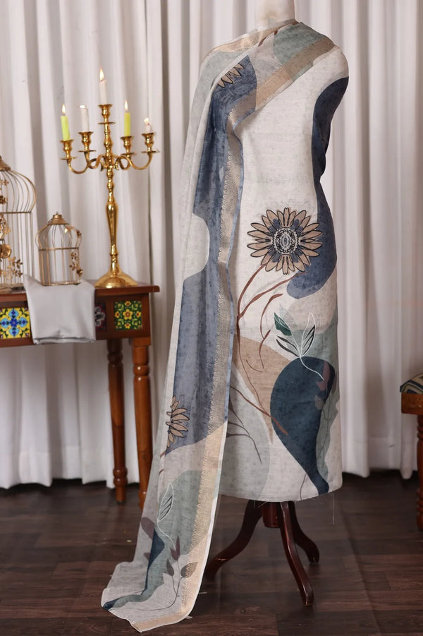 Women’s Linen Unstitched Suit Set | Elegant Ethnic Ensemble