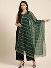 Net Green Dupatta with Twill Zari Sequin Wave Work