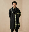 Cotton Mens Dupatta – Black with Golden Border & Tassel Finish