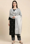 Silver Tissue Checkered Dupatta with Subtle Shine | Graceful Ethnic Wrap