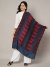 Woolen Women Stole with Ikat-Inspired Woven Motifs | Elegant Ethnic Wrap (80 × 28 Inches)