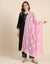 Pink Nazneen Chiffon Embroidered Dupatta with Floral Work