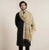 Cotton Cut Work Mens Dupatta – Beige Gold Tone with Woven Design