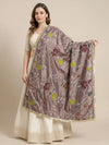 Luxe Cosmos Womens Purple Dupatta with Zari Brush Print & Lace Border