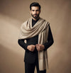Mir-e-Khas Kashmiri Sozni Jaal Beige Shawl for Men – Wool Blend