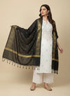 Black Woven Ethnic Motif Dupatta | Elegant Traditional Drape