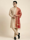 Organza Meena Jaal Mens Dupatta – Red with Gold Woven Design