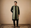 Khadi Cotton Mens Dupatta – Dusty Bottle Green with Textured Weave