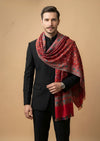 Reserve Mens All-Over Kalamkari Floral Print Bamboo Silk Red Stole