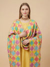 Luxe Chinon Women Phulkari Mulitcolor Dupatta with Geometric Thread Work & Lace Border