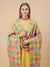 Luxe Chinon Women Phulkari Mulitcolor Dupatta with Geometric Thread Work & Lace Border