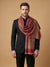 Timeless Mens Wool Blend All-Over Zari Jacquard Floral Trellis Red Stole