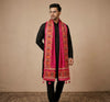 Heritage Kutch & Phulkari Heritage Art Mirror Work Embroidered Maroon Mens Dupatta with Ornate Border