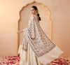 Naqsh-e-Kashmir Inspired Jamawar Floral Paisley Vine Wool Blend White Shawl