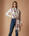 Regal Kani Woven Paisley Border Wool Blend White Stole | Kashmiri Inspired