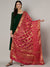 Red Silk Gharchola Bandhej Dupatta with Gold Zari Border (Size: 2.5x1 m Approx)
