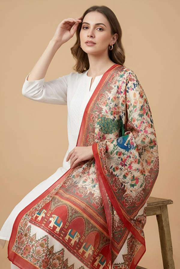 Linen Ethnic Printed Women Dupatta