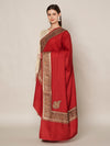 Red Woolen Women Shawl with Intricate Embroidered Detailing – Winter Wrap (80 x 40 Inches)