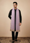 Pink Twill Net Mens Dupatta – Scalloped Cutwork Border with Buti Work
