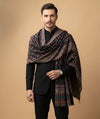 Reserve Mens All-Over Kalamkari Floral Print Bamboo Silk Black Stole