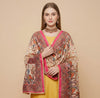 Chinon Floral Mirror Work Women Multicolor Dupatta with Designer Printed Panels & Lace Border