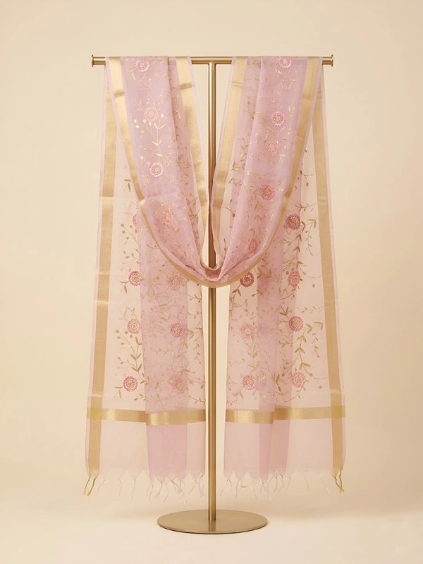 Hot Pink Organza Meena Jaal Dupatta | Elegant Sheer Festive Drape