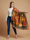 Signature Bamboo Silk PrintedStole | Heritage Pichwai & Miniature Art Inspired Print