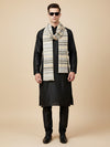 Woolen Zig-Zag Moonlight Zari Mens Stole | Heritage Wrap (80 x 28 Inches)