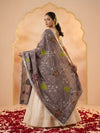 Luxe Cosmos Womens Purple Dupatta with Zari Brush Print & Lace Border