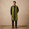 Nazneen Chiffon Mens Dupatta – Solid Green with Elegant Lace Border