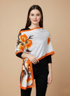 Printed Silk Women Stole with Artistic Motif Design | Elegant Lightweight Wrap (80 × 28 Inches)