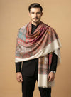 Noble Mens Patchwork Kani Jacquard Woven White Stole