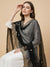 Black Twill Net Women Dupatta – Scalloped Cutwork Border with Buti Work