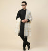 Organza Zari Buta Mens Dupatta – White Tone with Gold Woven Design