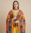 Chinon Floral Mirror Work Women Multicolor Dupatta with Designer Printed Panels & Lace Border