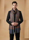 Noble Mens Wool Blend Floral Kani Weave Grey Stole