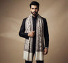 Mir-e-Khas Men's Kashmir-Inspired Jamawar Floral Paisley Vine White Shawl
